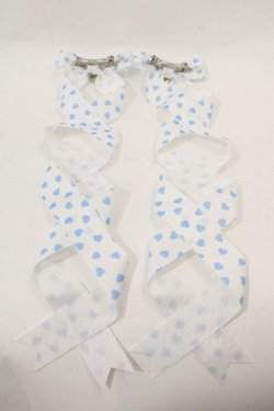画像2: LOTUS ribbon / ACC ハート柄リボンバレッタ  白Ｘ青 I-24-10-05-122-EL-AC-HD-ZT437
