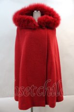 画像1: JESUS DIAMANTE / フォックスファーフードケープ  赤 I-24-10-07-071-JE-JA-HD-ZTC032 (1)