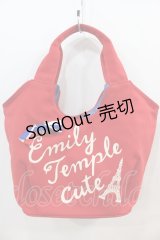Emily Temple cute / BAG トリコロールリボン付きロゴバッグ  赤 I-24-10-07-097-ET-BG-HD-ZT-K010