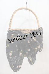 PINK HOUSE / little sunny bite×PINK HOUSE lsb floral ribbon basket bag  黒 I-24-10-07-100-LO-BG-HD-ZI