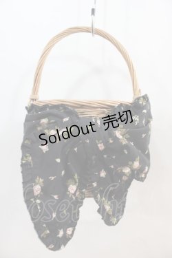 画像1: PINK HOUSE / little sunny bite×PINK HOUSE lsb floral ribbon basket bag  黒 I-24-10-07-100-LO-BG-HD-ZI