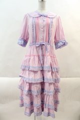 alcali / コットンギンガム前開きワンピース  ラベンダーチェック I-24-10-12-048-LO-OP-HD-ZS