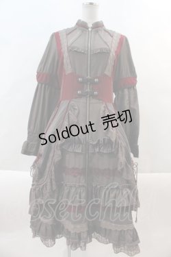 画像1: Ozz oneste / カマーベルトデザインストライプハイネックワンピース  ブラウンＸボルドー I-24-10-12-053-OO-OP-HD-ZI