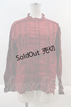 画像1: PINK HOUSE / ピンタックフリルブラウス  赤 I-24-10-12-008-LO-BL-HD-ZS