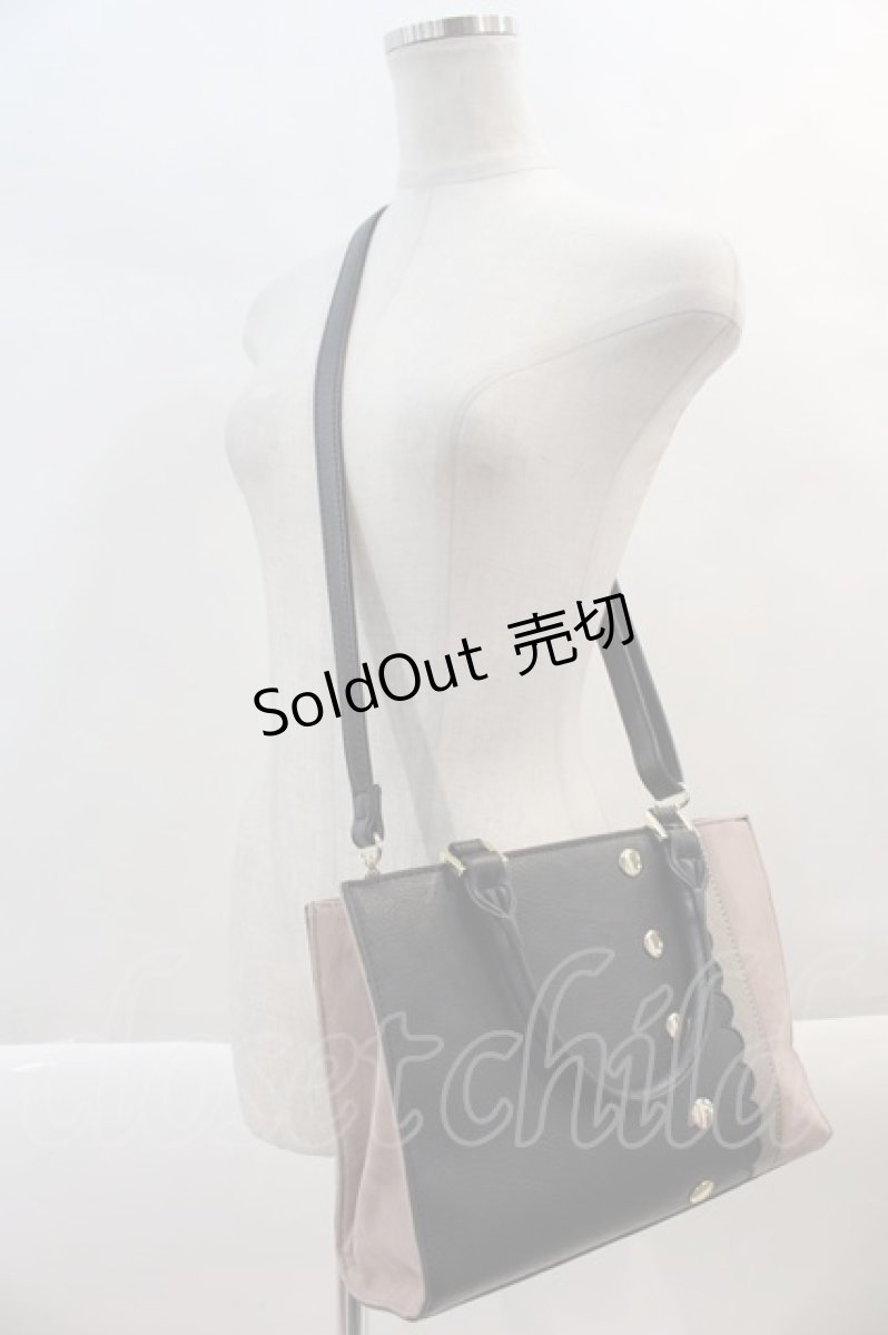画像1: 【SALE】axes femme / スカラップデザインバッグ  黒Ｘブラウン I-24-10-12-097-AX-BG-HD-ZTK010 (1)