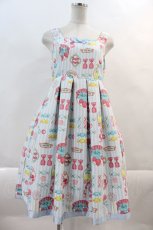 画像1: Shirley Temple / フルーツラベルプリントジャンパースカート Ladies サックス I-24-10-18-044-ET-OP-HD-ZT413 (1)