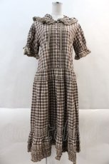 画像1: PINK HOUSE / フード付きタータンチェックワンピース  ブラウンチェック I-24-10-24-088-LO-OP-HD-ZT389 (1)