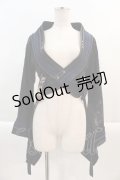 Ozz oneste / 扇柄着物袖ボレロ  黒ｘ青 I-24-10-24-024-OO-TO-HD-ZS