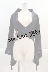 Ozz oneste / 扇柄着物袖ボレロ  黒ｘ青 I-24-10-24-024-OO-TO-HD-ZS