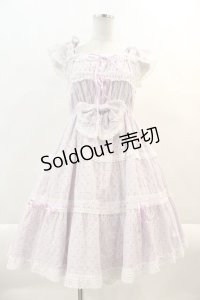 BABY,THE STARS SHINE BRIGHT / Innocent Ribbon Lace シャーリングジャンパースカート  ラベンダー I-24-11-01-049-BA-OP-HD-ZI