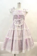 画像1: BABY,THE STARS SHINE BRIGHT / Innocent Ribbon Lace シャーリングジャンパースカート  ラベンダー I-24-11-01-049-BA-OP-HD-ZI (1)