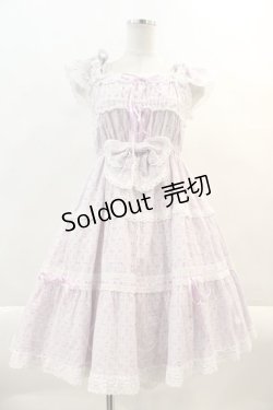 画像1: BABY,THE STARS SHINE BRIGHT / Innocent Ribbon Lace シャーリングジャンパースカート  ラベンダー I-24-11-01-049-BA-OP-HD-ZI
