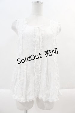 画像1: PINK HOUSE / 薔薇刺繍レースノースリーブブラウス  白 I-24-11-01-006-LO-BL-HD-ZT033