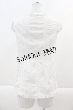 画像2: PINK HOUSE / 薔薇刺繍レースノースリーブブラウス  白 I-24-11-01-006-LO-BL-HD-ZT033