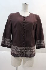 画像1: 【SALE】INGEBORG / 裾レース刺繍ジャケット M ボルドーＸ白 I-24-11-18-028-LO-JA-HD-ZT031 (1)
