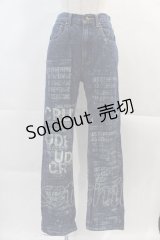 HN+DIE / 英字柄デニムパンツ  青Ｘ白 I-24-11-19-123-HN-PA-HD-ZI