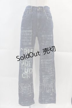 画像1: HN+DIE / 英字柄デニムパンツ  青Ｘ白 I-24-11-19-123-HN-PA-HD-ZI