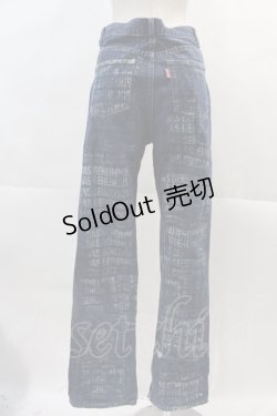 画像2: HN+DIE / 英字柄デニムパンツ  青Ｘ白 I-24-11-19-123-HN-PA-HD-ZI