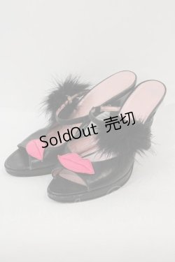 画像1: 【SALE】MILK / LIPファーサンダル M 黒 I-24-11-22-124-ML-SH-HD-ZT-K014