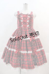 Angelic Pretty / タータンチェック肩リボンジャンパースカート  赤チェック I-24-11-24-055-AP-OP-HD-ZI