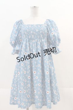 画像1: Candy Stripper / TINY DAISY PUFF SLEEVE DRESS  青 I-24-11-24-081-PU-OP-HD-ZT329