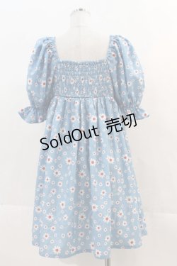 画像2: Candy Stripper / TINY DAISY PUFF SLEEVE DRESS  青 I-24-11-24-081-PU-OP-HD-ZT329