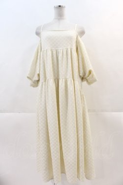 画像1: Candy Stripper / CHECKERED FLAG OFF SHOULDER DRESS  アイボリー I-24-11-24-085-PU-OP-HD-ZT228