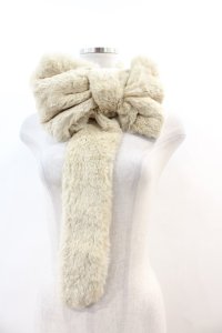 JESUS DIAMANTE / ファーリボンマフラー  ブラウン I-24-11-24-118-JE-ZA-HD-ZT-K015