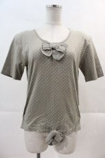 画像1: 【SALE】INGEBORG / リボン&ドット半袖カットソー  グレー I-24-11-27-037-LO-TO-HD-ZT368 (1)