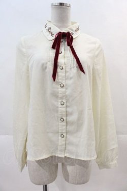 画像1: Amavel / 刺繍襟リボンタイ付きブラウス  生成りＸ赤 I-24-11-29-010-CA-BL-HD-ZT021