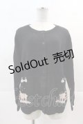 Franche Lippee / 柄ニットカーディガン  黒Ｘピンク I-24-11-29-021-LO-TO-HD-ZI