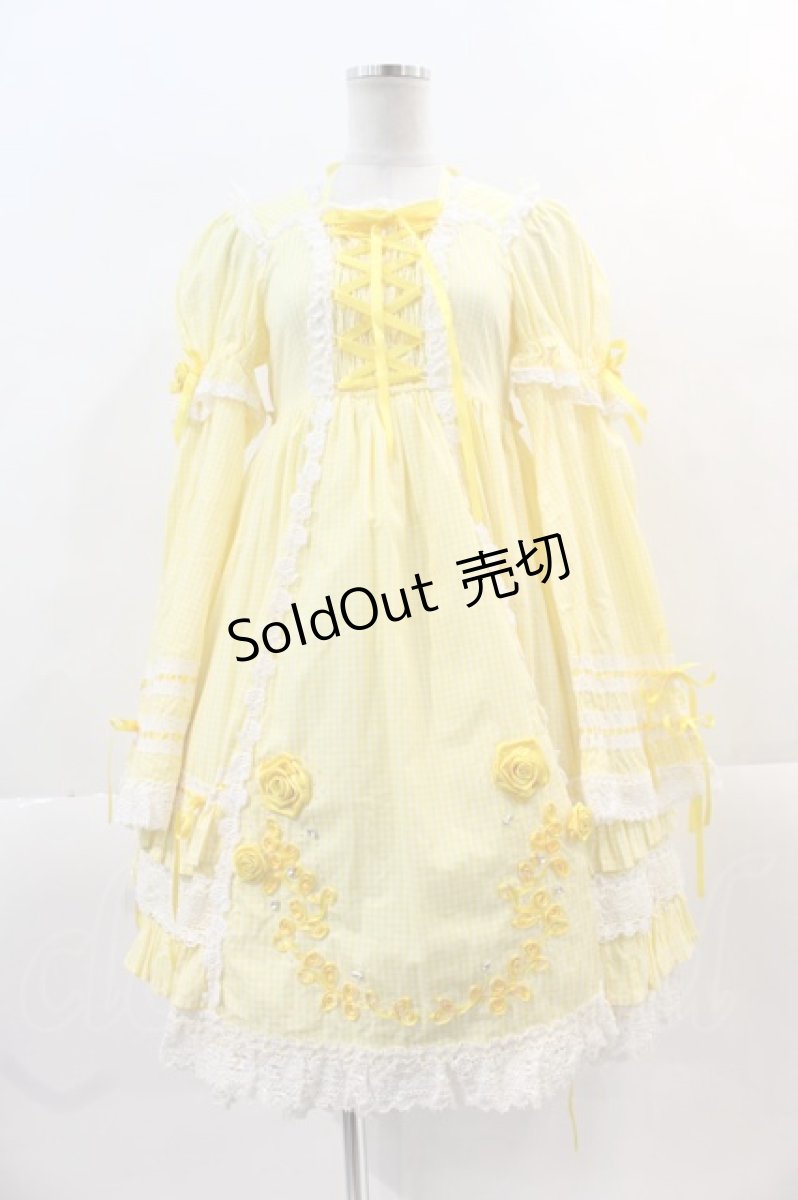 画像1: BABY,THE STARS SHINE BRIGHT / ギンガムチェック巻きバラドールワンピースセット  イエローチェック I-24-12-01-065-BA-OP-HD-ZI (1)
