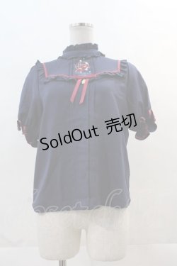 画像1: Amavel / 金魚刺繍入りスタンドプルオーバーブラウス  ネイビー I-24-12-01-023-CA-BL-HD-ZY