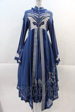 画像1: Ozz oneste / ローズクロス刺繍肩開きワンピース  青 I-24-12-07-072-OO-OP-HD-ZS