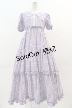 画像1: Maria pipi / セーラーカラーチェックレースドレス  ラベンダーチェック I-24-12-09-061-EL-OP-HD-ZI