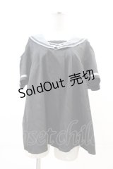 axes femme POETIQUE / リボン付セーラー肩あきブラウス M ブラック I-24-12-09-030-AX-TO-HD-ZI