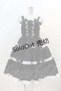 Angelic Pretty / 肩リボンジャンパースカート  黒ｘ白 I-24-12-09-048-AP-OP-HD-ZI