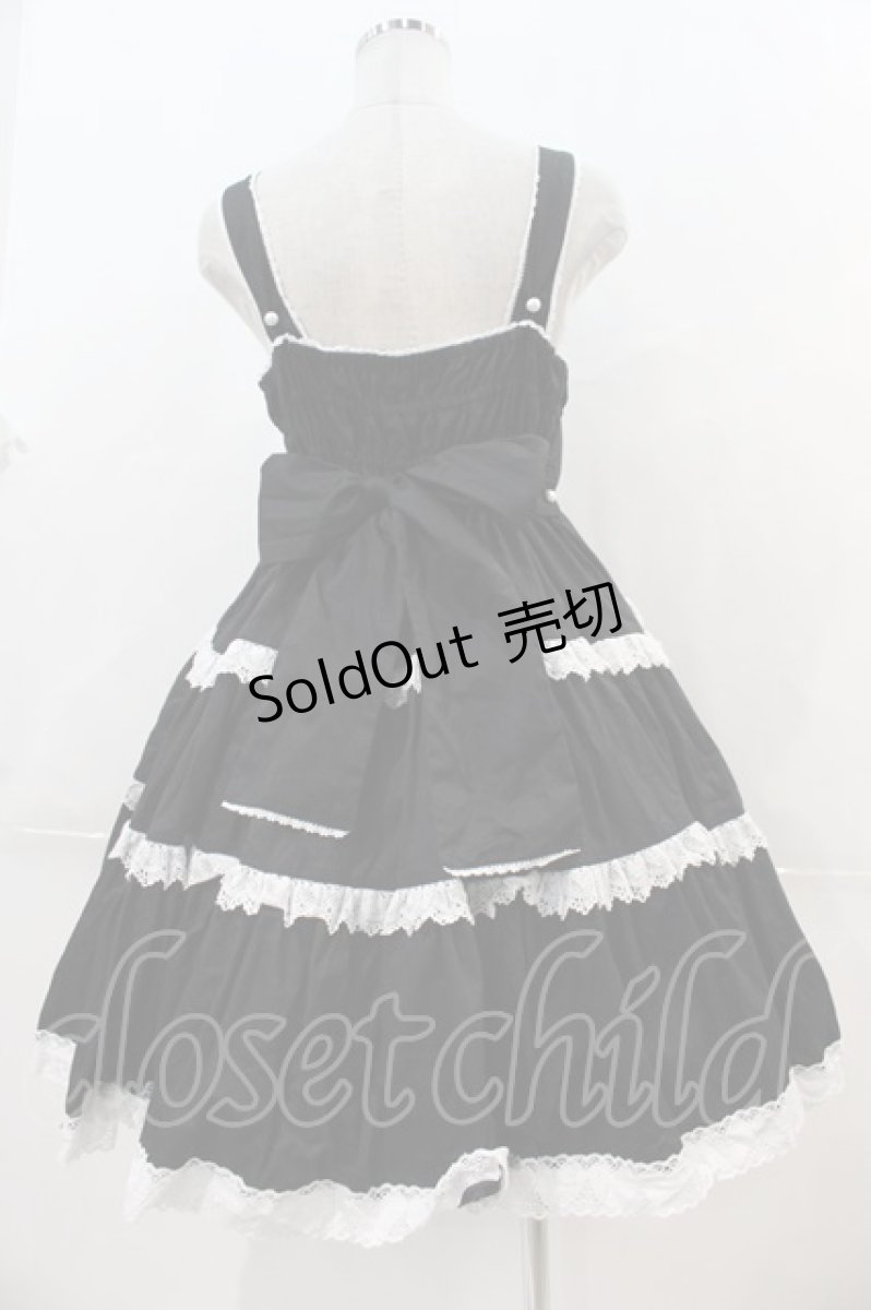 画像2: Angelic Pretty / 肩リボンジャンパースカート  黒ｘ白 I-24-12-09-048-AP-OP-HD-ZI (2)