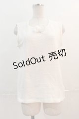 PINK HOUSE / レースリボンノースリーブトップス L 白 I-24-12-13-072-LO-TO-HD-ZI