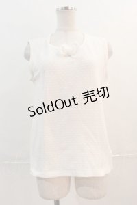PINK HOUSE / レースリボンノースリーブトップス L 白 I-24-12-13-072-LO-TO-HD-ZI
