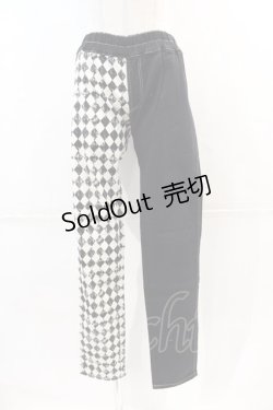 画像1: ALGONQUINS / ダイヤ柄ツートンカラーパンツ 2 ブラック I-24-12-13-115-AL-PA-HD-ZI