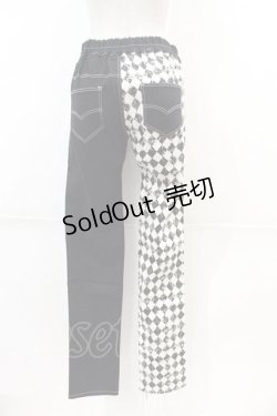 画像2: ALGONQUINS / ダイヤ柄ツートンカラーパンツ 2 ブラック I-24-12-13-115-AL-PA-HD-ZI