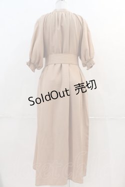 画像2: LEBECCA boutique / 編み上げハイネック半袖ワンピース  ベージュ I-24-12-18-044-EL-OP-HD-ZI