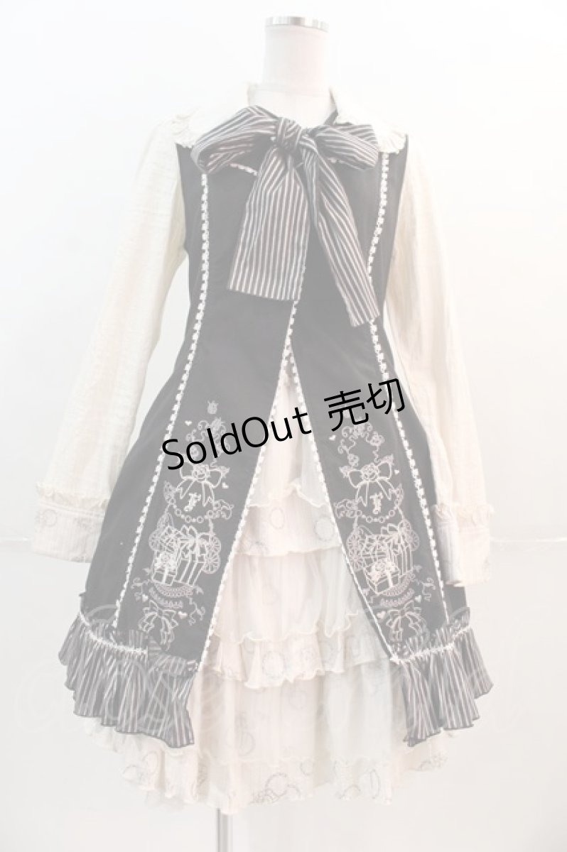 画像1: FRILL / プレゼントボックス刺繍重ね着デザインワンピース  黒Ｘ生成 I-24-12-20-077-HN-OP-HD-ZI (1)