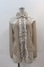 画像1: 【SALE】MR corset / レースシフォンブラウス  ブラウンＸ白 I-24-12-20-003-PU-BL-HD-ZT021 (1)