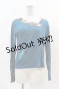 gouk / 桜和柄ラインカットソー  青 I-24-12-20-030-GO-TO-HD-ZI