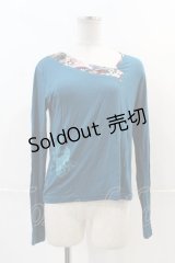 gouk / 桜和柄ラインカットソー  青 I-24-12-20-030-GO-TO-HD-ZI