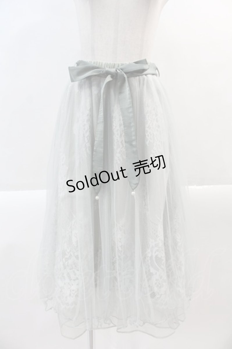 画像1: 【SALE】axes femme POETIQUE / リボン付レース×チュールスカート  サックス I-24-12-22-077-AX-SK-HD-ZH (1)