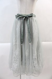 axes femme POETIQUE / リボン付レース×チュールスカート  サックス I-24-12-22-077-AX-SK-HD-ZT215