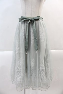 画像1: axes femme POETIQUE / リボン付レース×チュールスカート  サックス I-24-12-22-077-AX-SK-HD-OS